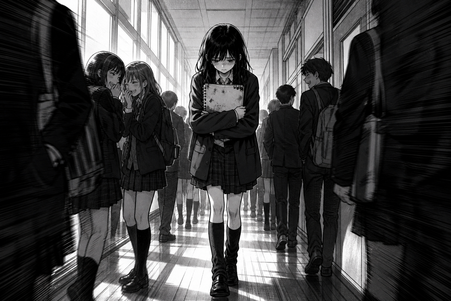El ruido de la escuela la rodeaba, pero nadie la veía.